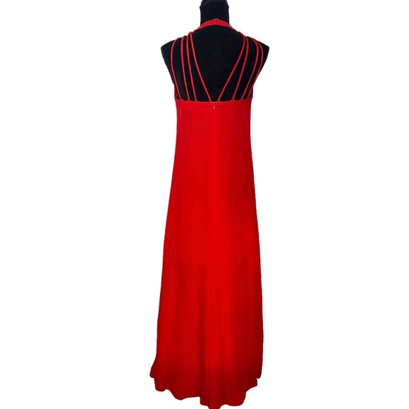 Diane von Furstenberg Sophia Dress Size 6 Silk Halter Gown Poppy Red Strappy - Picture 6 of 16